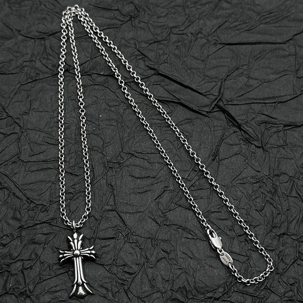 Retro Doublelayer Cross Pendant Classic Silver