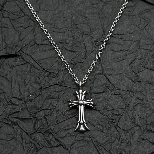 Retro Doublelayer Cross Pendant Classic Silver
