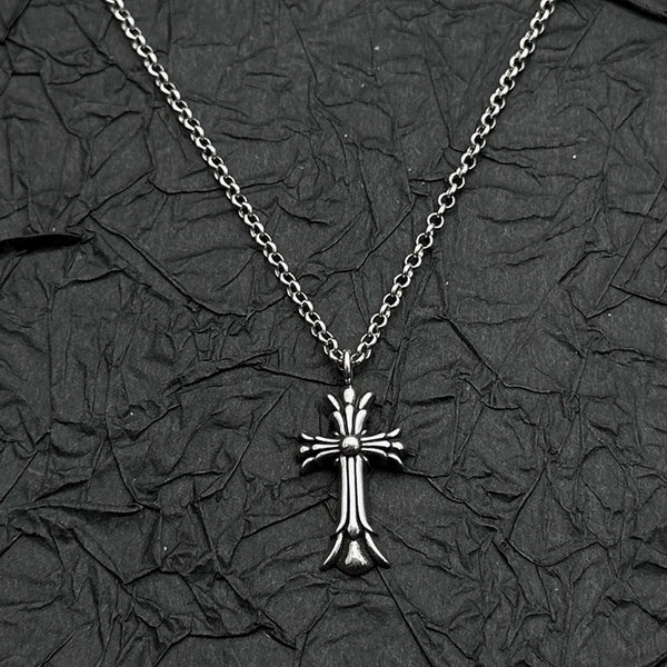 Retro Doublelayer Cross Pendant Classic Silver